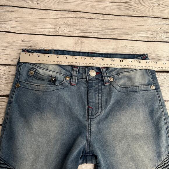 True Religion Geno Relaxed Slim Moto Mens Blue Denim Shorts Size 16 - Picture 3 of 11